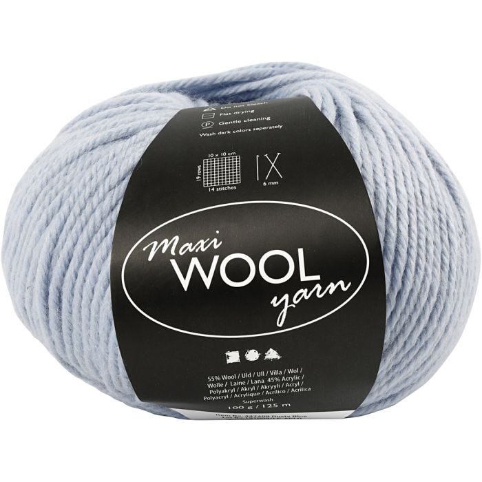 Pelotes de Laine, L : 125 M, dusty blue, 100 gr/ 1 boule