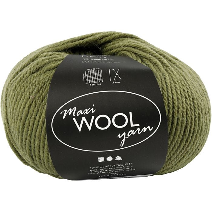 Wolgaren, L: 125 M, olijfgroen, 100 gr/ 1 bol