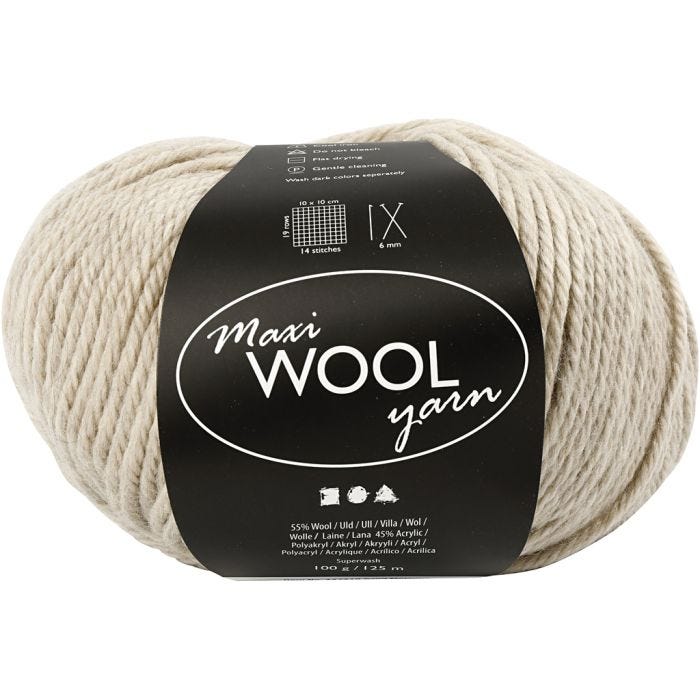 Pelotes de Laine, L : 125 M, mix beige, 100 gr/ 1 boule