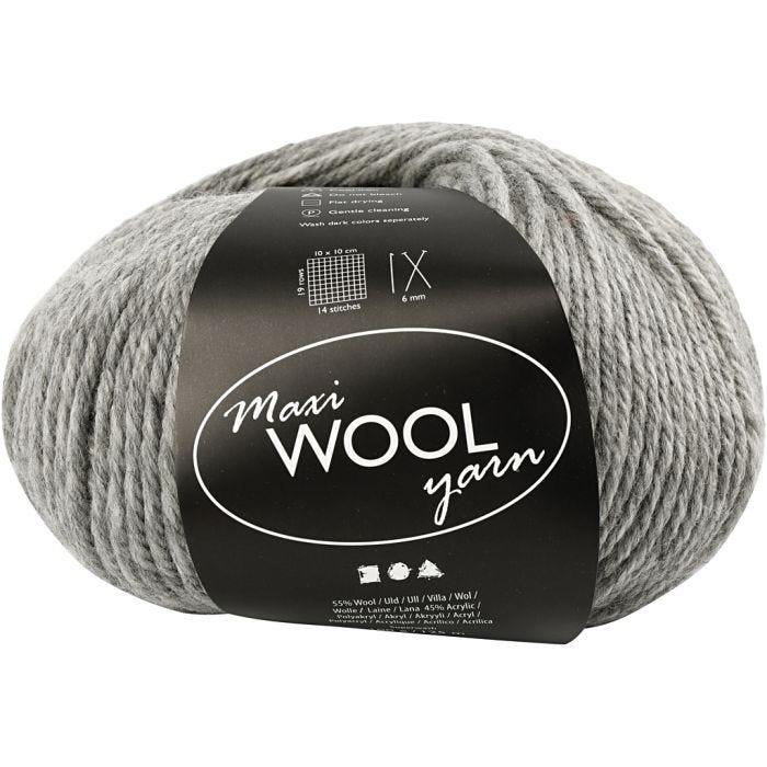 Pelotes de Laine, L : 125 M, mix gris, 100 gr/ 1 boule