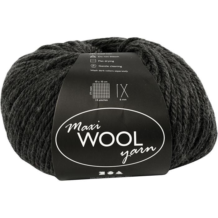 Pelotes de Laine, L : 125 M, mix gris foncé, 100 gr/ 1 boule