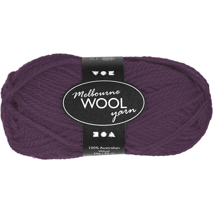 Pelote de laine Melbourne, L : 92 M, violet, 50 gr/ 1 boule
