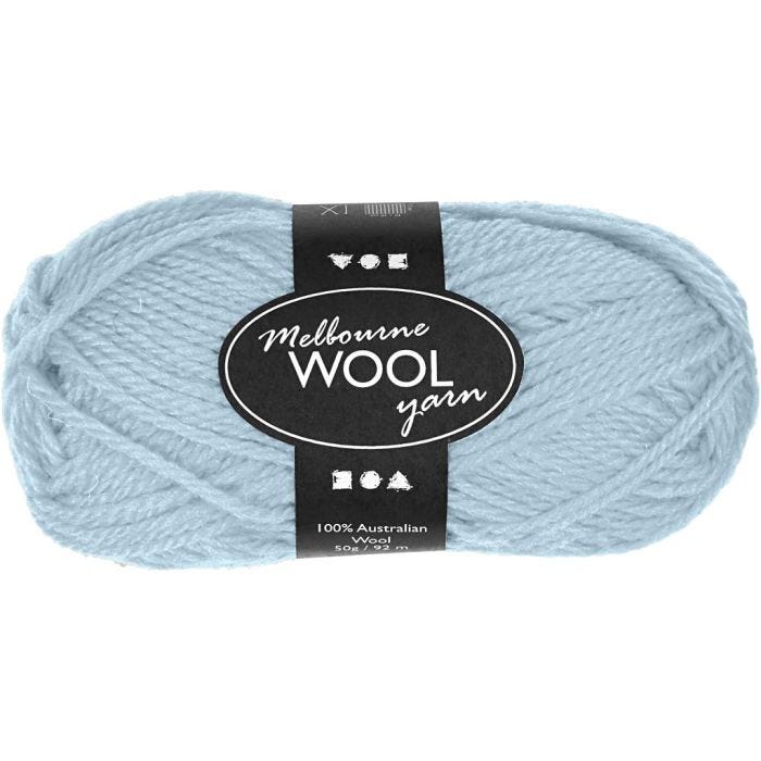 Pelote de laine Melbourne, L : 92 M, turquoise clair, 50 gr/ 1 boule