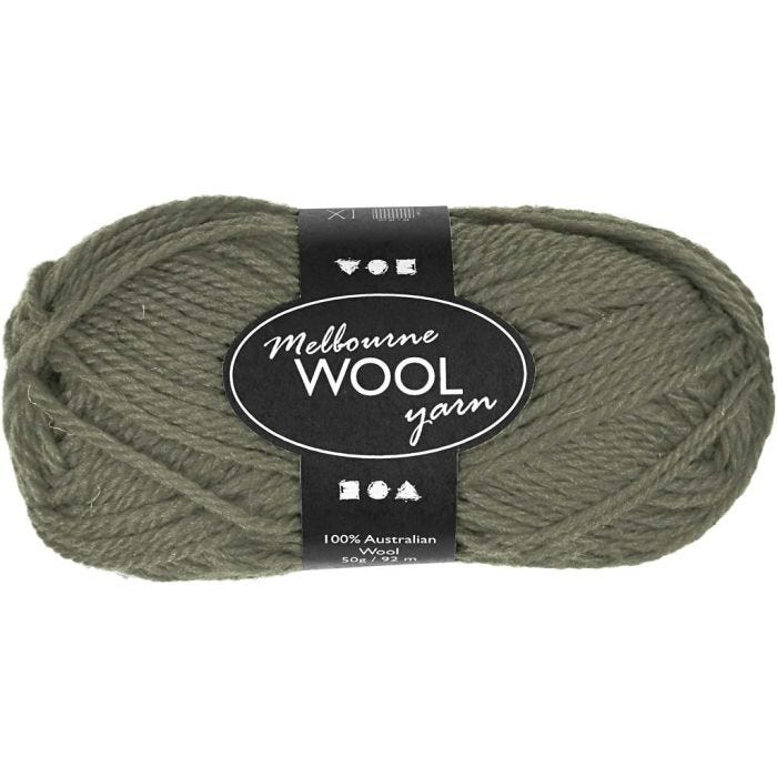 Pelote de laine Melbourne, L : 92 M, vert foncé, 50 gr/ 1 boule