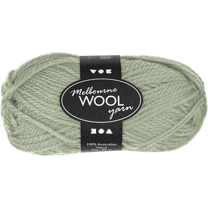Pelote de laine Melbourne, L : 92 M, vert clair, 50 gr/ 1 boule