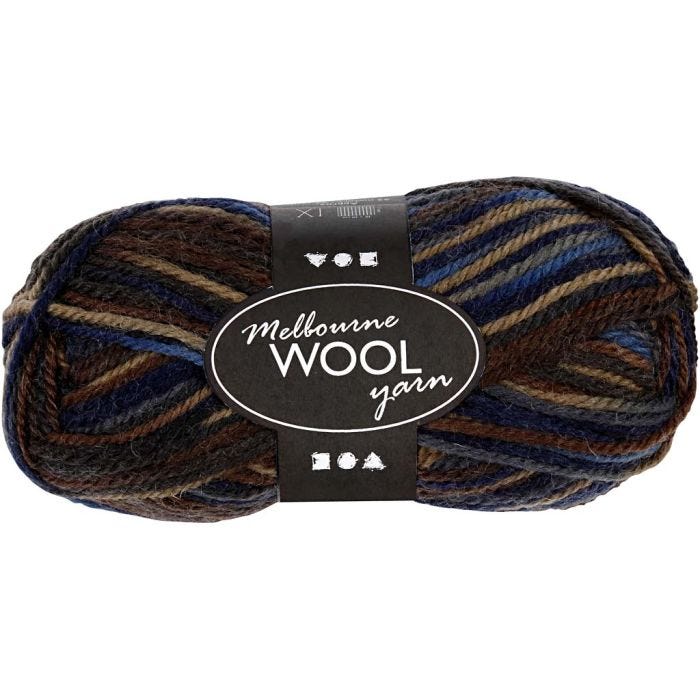 Pelote de laine Melbourne, L : 92 M, harmonie brun, 50 gr/ 1 boule