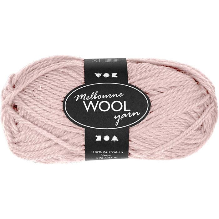 Pelote de laine Melbourne, L : 92 M, rose clair, 50 gr/ 1 boule