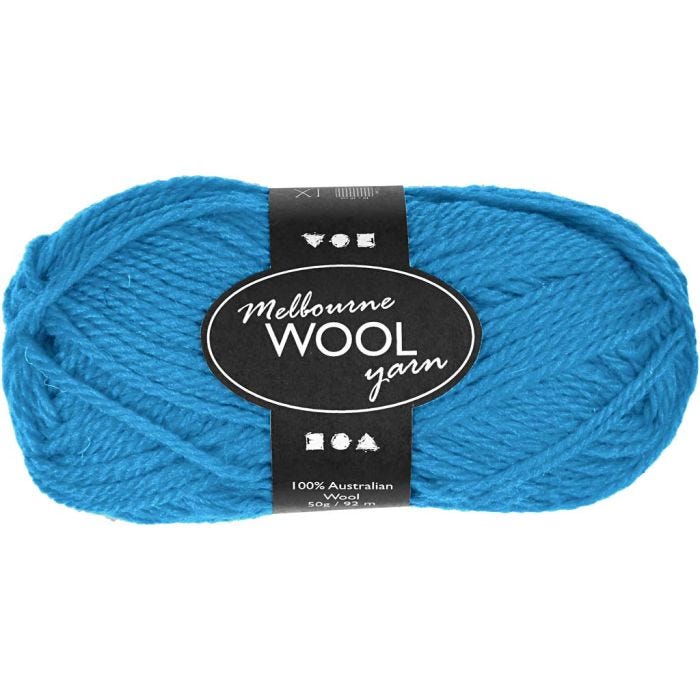 Pelote de laine Melbourne, L : 92 M, bleu clair, 50 gr/ 1 boule