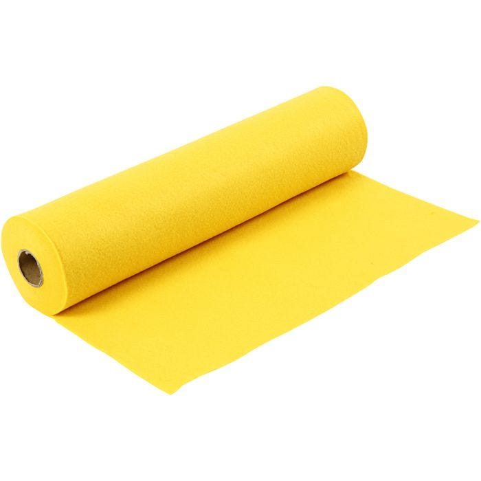 Feutrine synthétique, L : 45 cm, ép. 1,5 mm, 180-200 gr, jaune, 5 m/ 1 rouleau