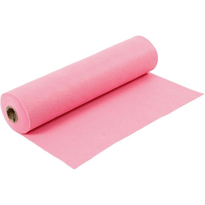 Feutrine synthétique, L : 45 cm, ép. 1,5 mm, 180-200 gr, rose, 5 m/ 1 rouleau