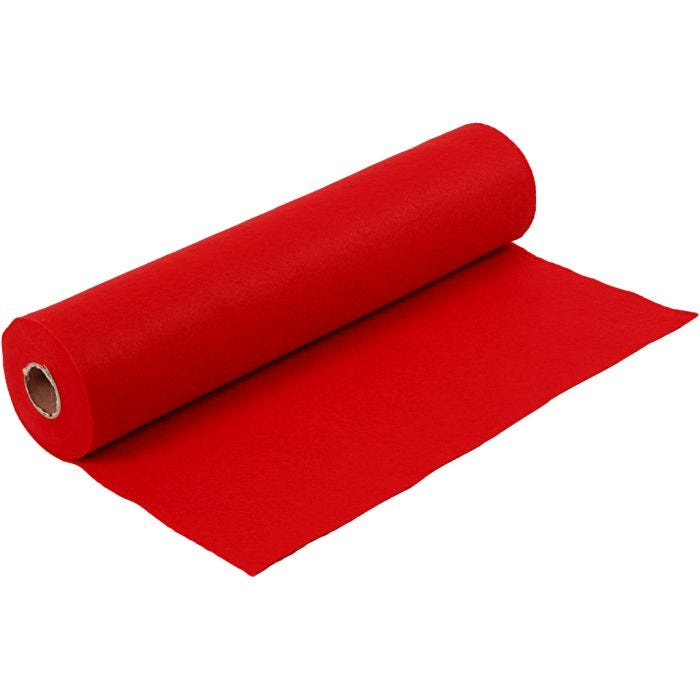 Feutrine synthétique, L : 45 cm, ép. 1,5 mm, 180-200 gr, rouge, 5 m/ 1 rouleau