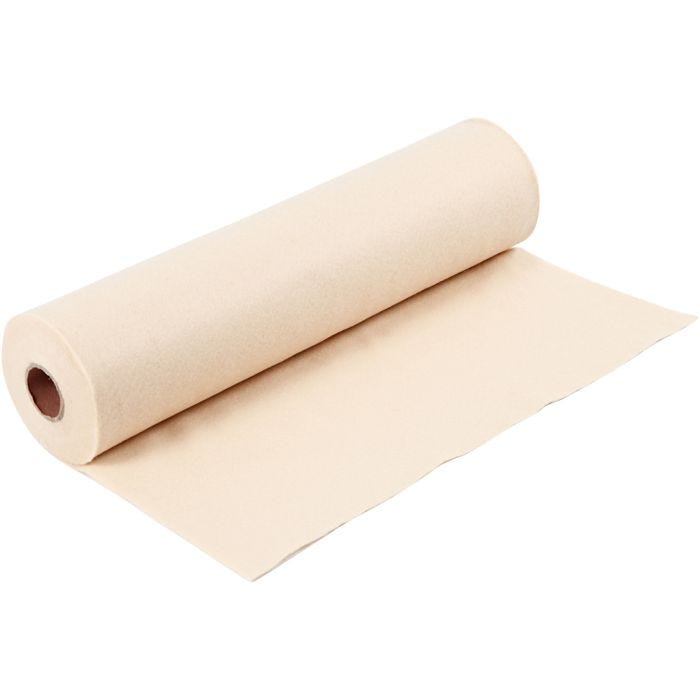 Feutrine synthétique, L : 45 cm, ép. 1,5 mm, 180-200 gr, beige clair, 5 m/ 1 rouleau