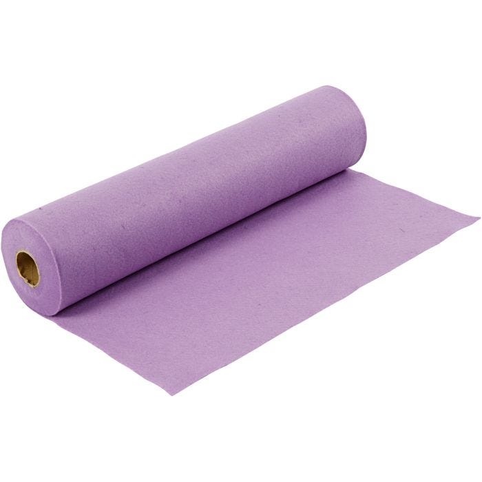 Feutrine synthétique, L : 45 cm, ép. 1,5 mm, 180-200 gr, mauve clair, 5 m/ 1 rouleau