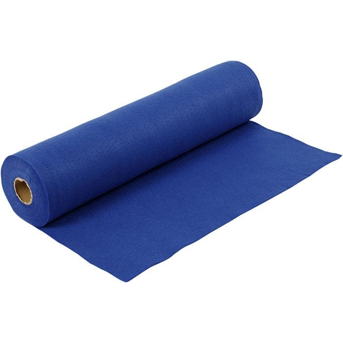 Feutrine synthétique, L : 45 cm, ép. 1,5 mm, 180-200 gr, bleu, 5 m/ 1 rouleau