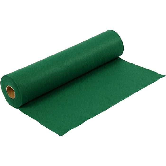 Feutrine synthétique, L : 45 cm, ép. 1,5 mm, 180-200 gr, vert, 5 m/ 1 rouleau
