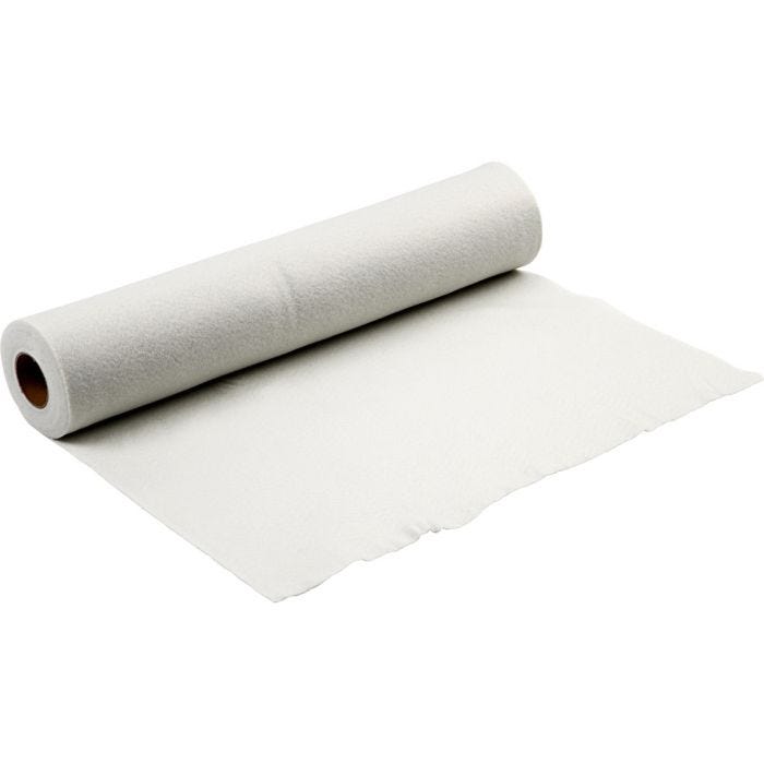 Feutrine synthétique, L : 90 cm, ép. 1,5 mm, blanc, 5 m/ 1 rouleau