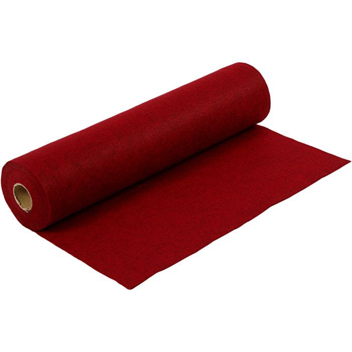 Feutrine synthétique, L : 45 cm, ép. 1,5 mm, texturé, 180-200 gr, rouge, 5 m/ 1 rouleau