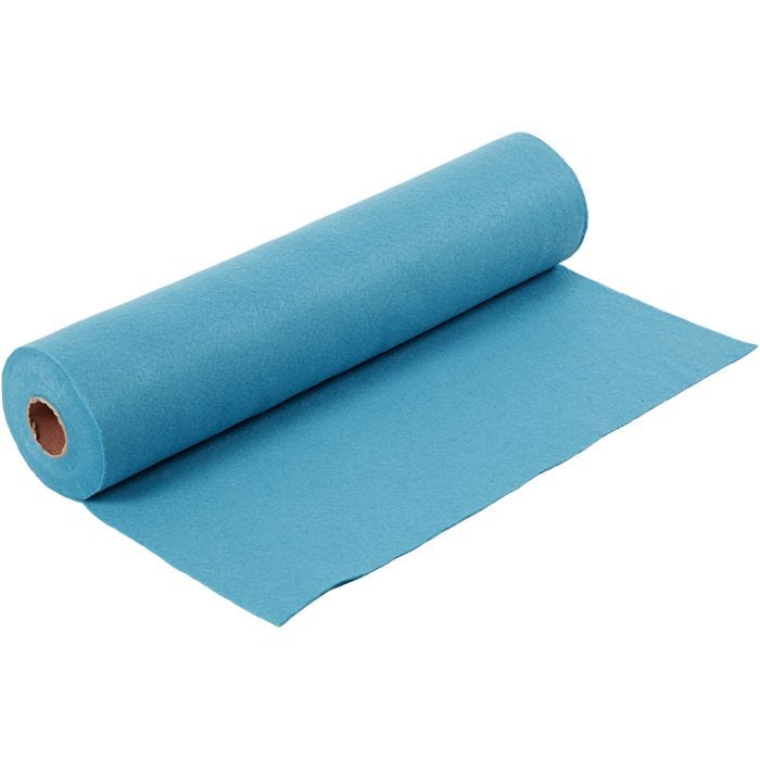 Feutrine synthétique, L : 45 cm, ép. 1,5 mm, 180-200 gr, turquoise, 5 m/ 1 rouleau