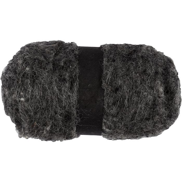 Pelote de Laine Cardée, natural grey, 100 gr/ 1 boule