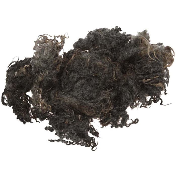Mèches bouclées en laine, gris foncé, 100 gr/ 1 boule