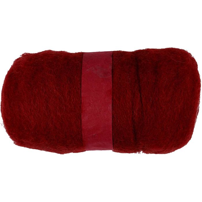 Pelote de Laine Cardée, warm red, 100 gr/ 1 boule