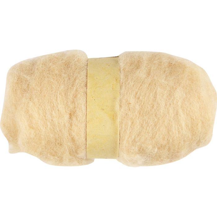 Gekaarde Wol, licht beige, 100 gr/ 1 bol