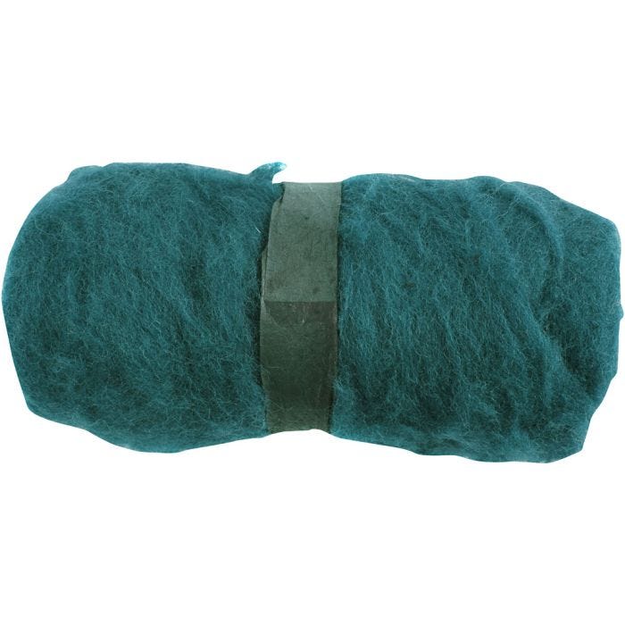 Pelote de Laine Cardée, vert, 100 gr/ 1 boule