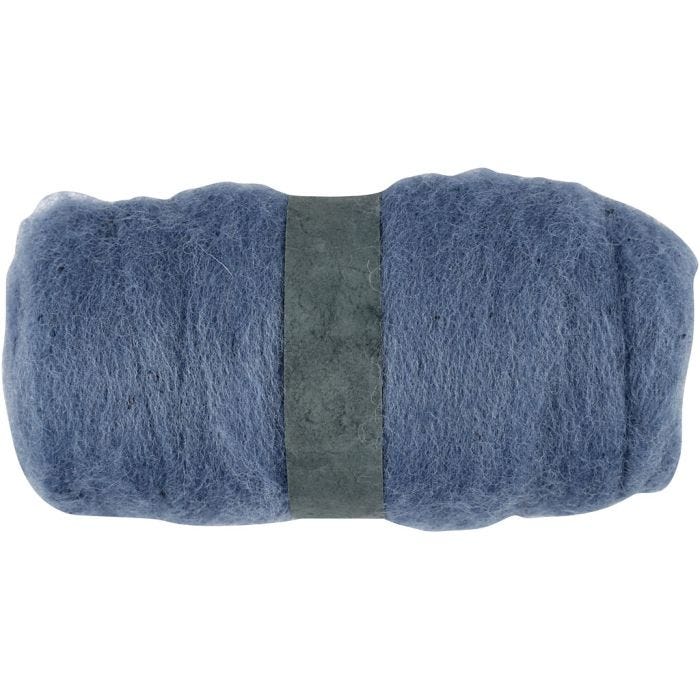 Pelote de Laine Cardée, bleu ciel, 100 gr/ 1 boule