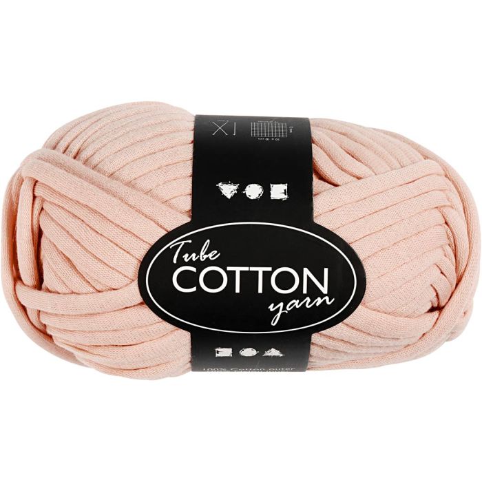 Pelote de fil de coton tubulaire, L : 45 M, aiguille 10-12, rose clair, 100 gr/ 1 boule