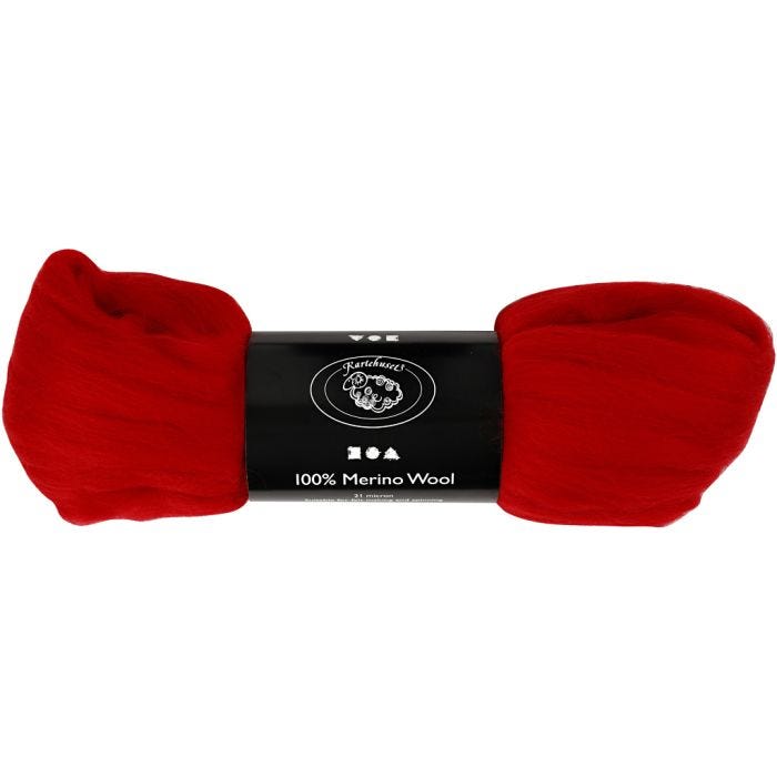 Laine Mérinos, ép. 21 my, rouge cerise, 100 gr/ 1 Pq.