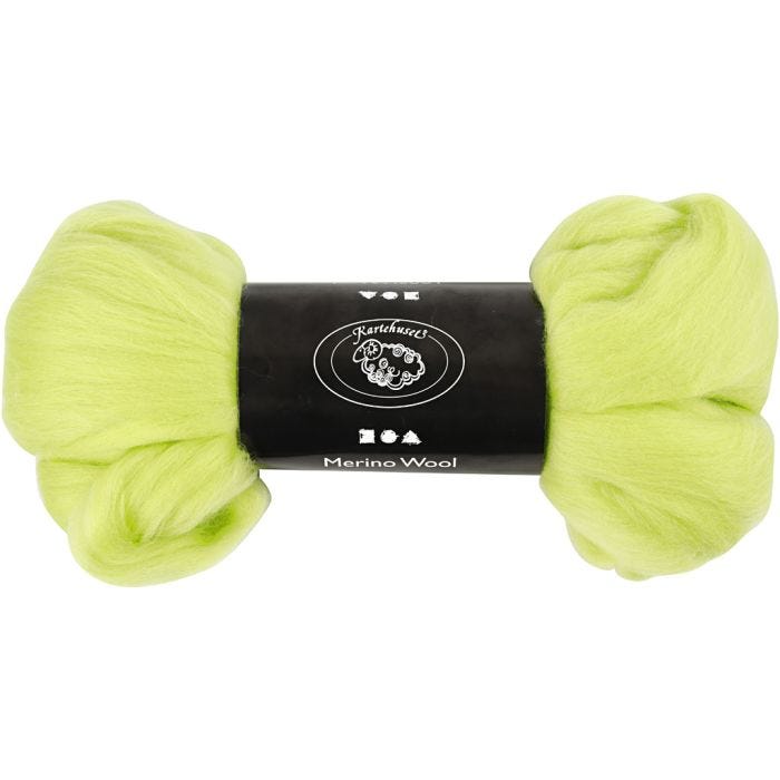 Laine Mérinos, ép. 21 my, vert citron, 100 gr/ 1 Pq.