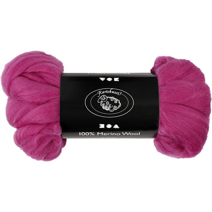 Laine Mérinos, ép. 21 my, violet rouge, 100 gr/ 1 Pq.