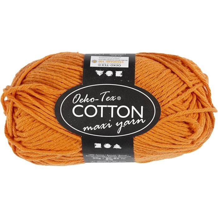 Pelote de fil de coton, dim. 8/8, L : 80-85 M, orange, 50 gr/ 1 boule
