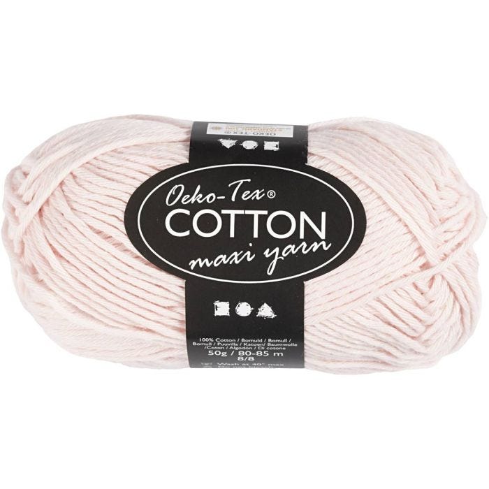 Pelote de fil de coton, dim. 8/8, L : 80-85 M, dusty rose, 50 gr/ 1 boule