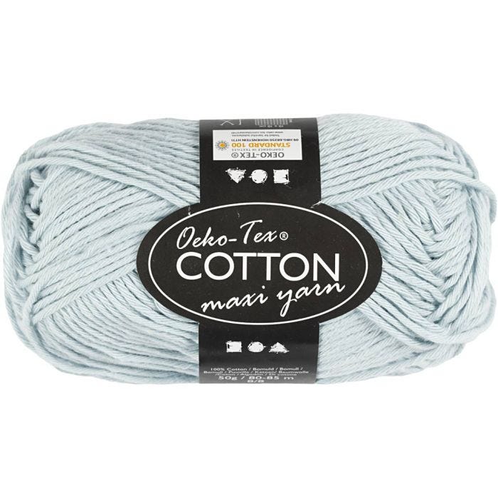 Pelote de fil de coton, dim. 8/8, L : 80-85 M, dusty blue, 50 gr/ 1 boule