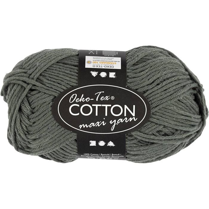 Pelote de fil de coton, dim. 8/8, L : 80-85 M, gris, 50 gr/ 1 boule