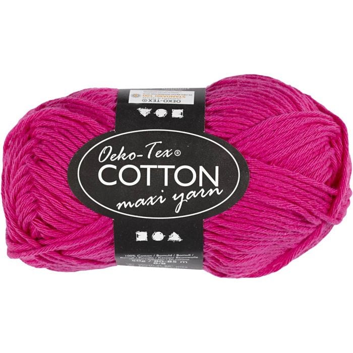Pelote de fil de coton, dim. 8/8, L : 80-85 M, rose, 50 gr/ 1 boule