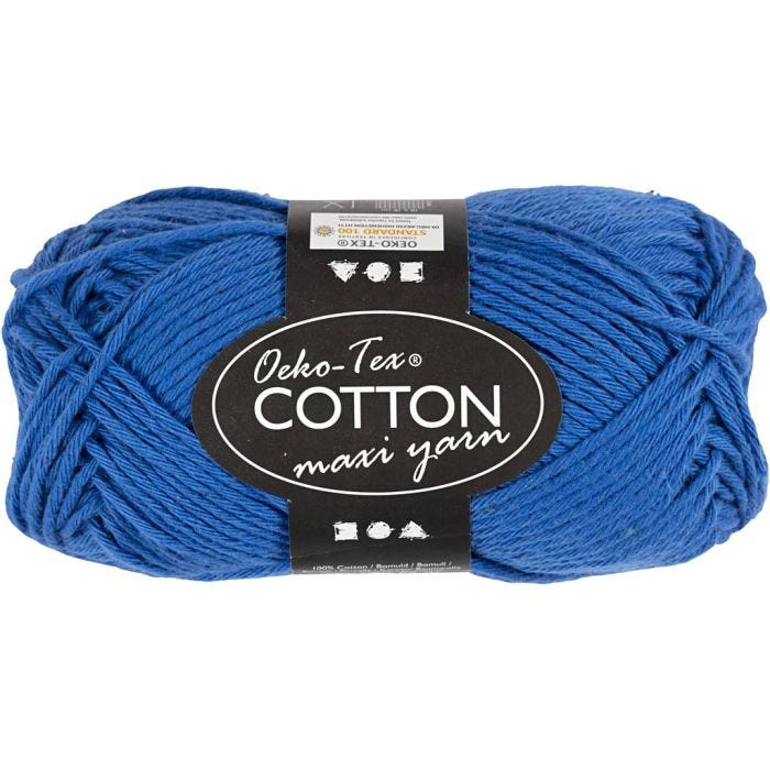 Pelote de fil de coton, dim. 8/8, L : 80-85 M, cabalt transparent, 50 gr/ 1 boule