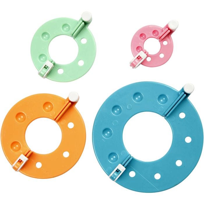 Gabarits pour pompons, d 3,5+5,5+7+9 cm, 4 pièces/ 1 set