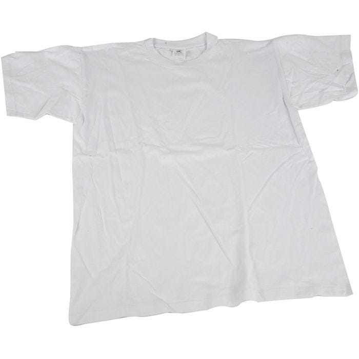 T-shirts, L : 44 cm, dim. 12-14 ans, col rond, 145 gr, blanc, 1 pièce