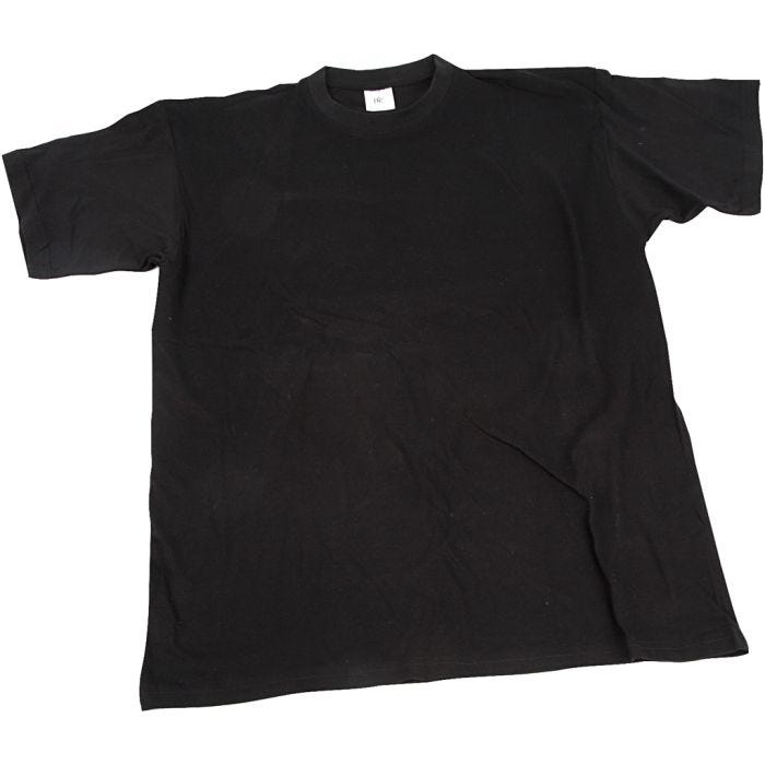 T-shirts, L : 40 cm, dim. 7-8 ans, col rond, 145 gr, noir, 1 pièce