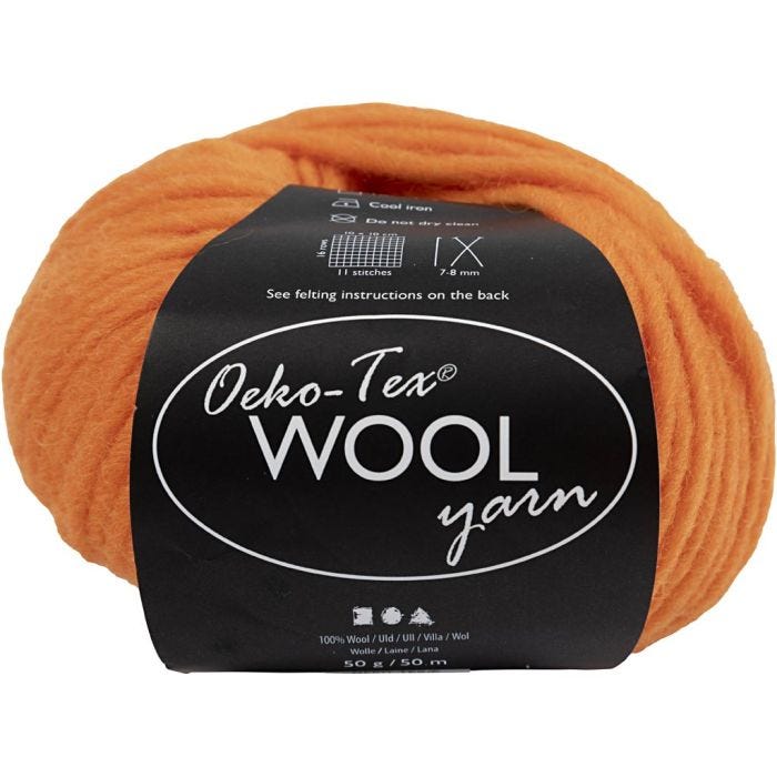 Pelotes de laine, L : 50 M, orange, 50 gr/ 1 boule