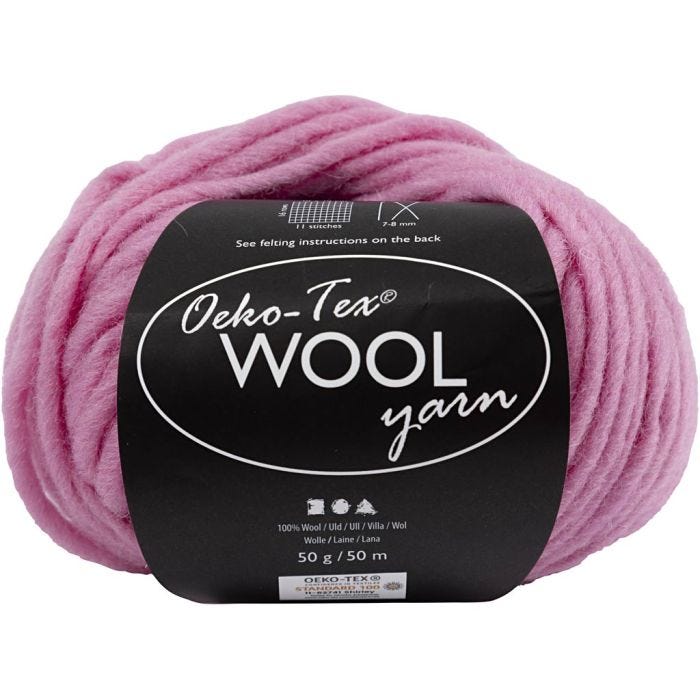 Pelotes de laine, L : 50 M, rose clair, 50 gr/ 1 boule