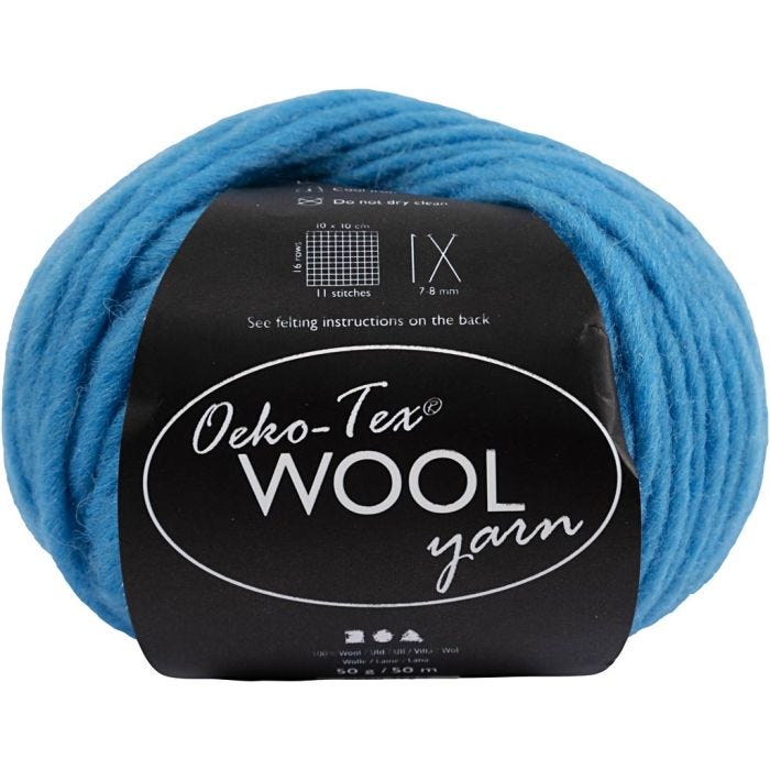 Pelotes de laine, L : 50 M, turquoise, 50 gr/ 1 boule