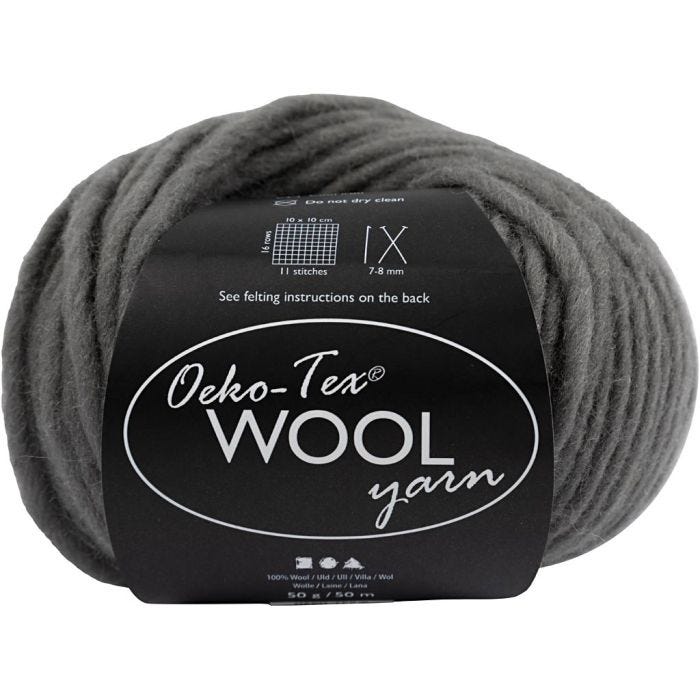 Pelotes de laine, L : 50 M, gris, 50 gr/ 1 boule