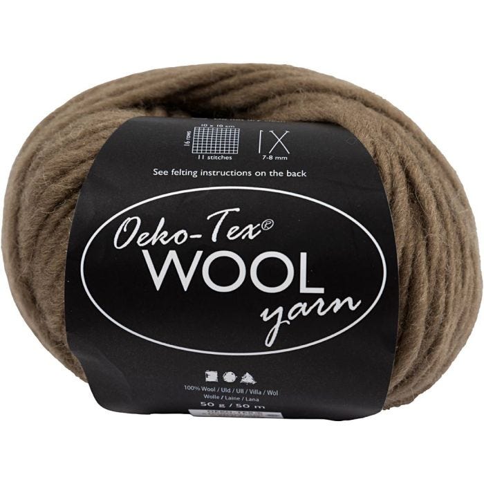 Pelotes de laine, L : 50 M, brun clair, 50 gr/ 1 boule