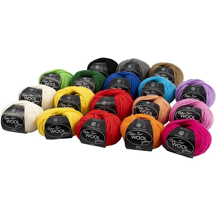 Pelotes de laine, L : 50 M, 18x50 gr/ 1 boule