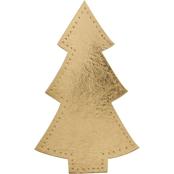Sapin de Noël, H : 18 cm, L : 11 cm, 350 gr, or, 4 pièces/ 1 Pq.