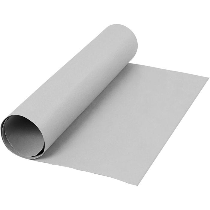 Papier imitation cuir, L : 50 cm, unicolor, 350 gr, gris, 1 m/ 1 rouleau