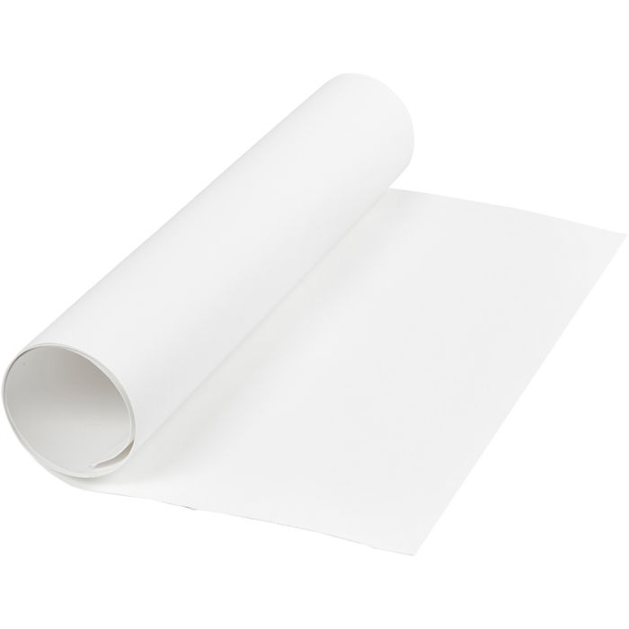 Papier imitation cuir, L : 50 cm, unicolor, 350 gr, blanc, 1 m/ 1 rouleau